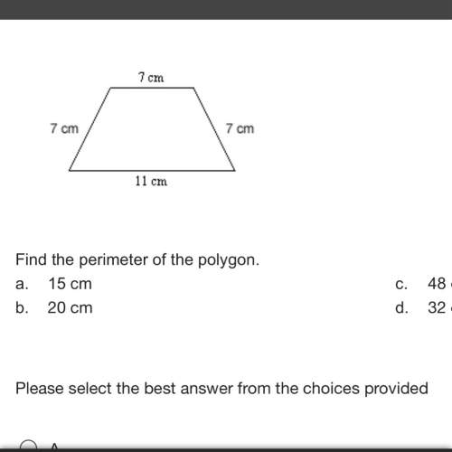 Find the perimeter of the polygon. a. 15 cm c. 48 cm b. 20 cm d. 32 cm select the best answer from