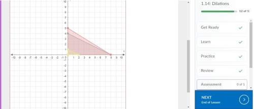 Graph the image of the given triangle under a dilation with a scale factor of 14 and center of dilat