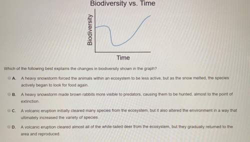 Which of the following best explains the changes in biodiversity shown in the graph?