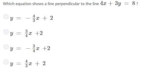 Which equation shows a line perpendicular to the line