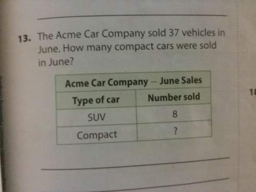 Will give brainliest quick! the acme car car company sold 37 vehicles in june. how many compact cars