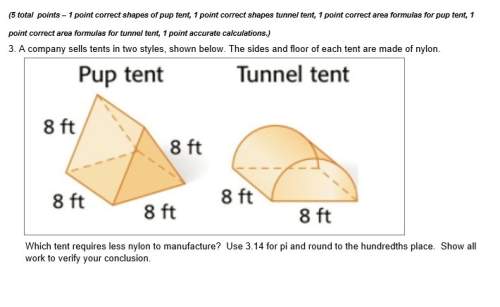Acompany sells tents in two styles, shown below. the sides and floor of each tent are made of nylon.