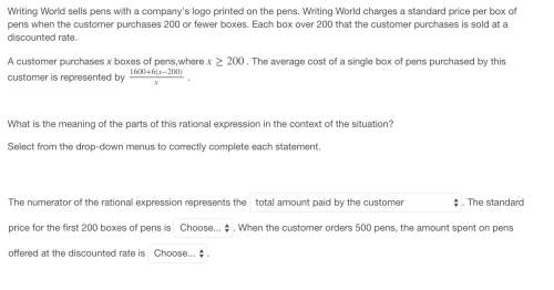 5pls writing world sells pens with a company's logo printed on the pens. writing world charges a sta