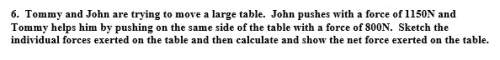 6.&nbsp; tommy and john are trying to move a large table.&nbsp; john pushes with a force