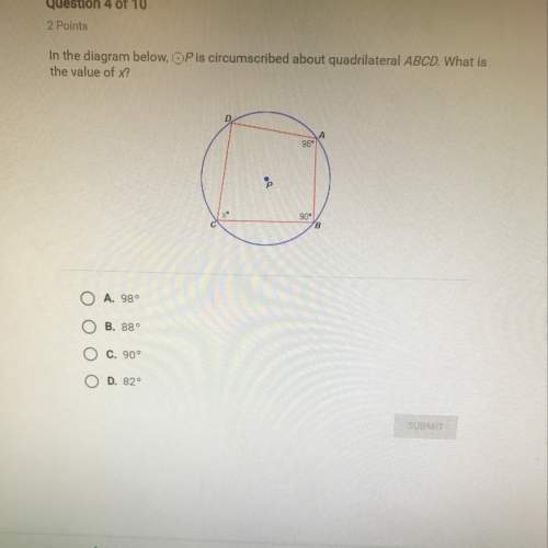 In the diagram below p is circumscribed about quadrilateral abcd