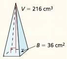 The volume v of a pyramid is given by the formula v=13bh, where b is the area of the base and h is t
