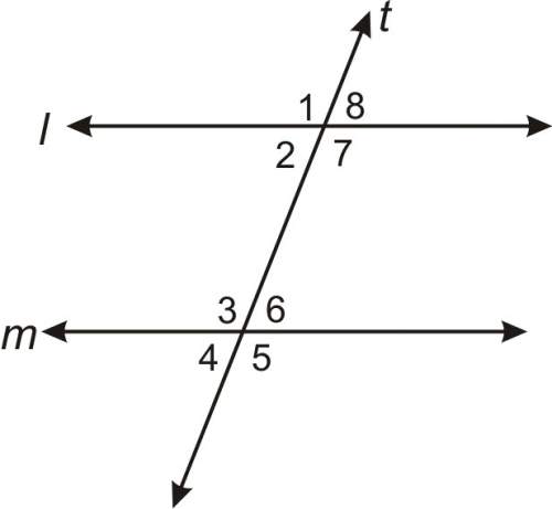 2. if line t is a transversal of lines l and m, name the angle relationship of the given angle pairs
