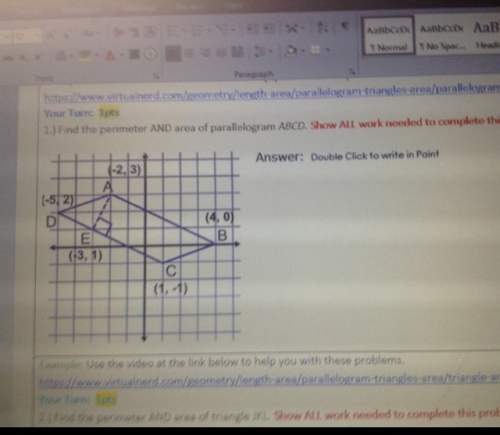 Find the perimeter and area of parallelogram abcd. show all work