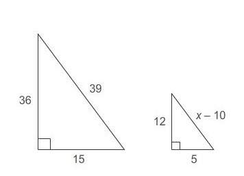 The triangles are similar. what is the value of x? enter your answer in the box. x = two right tri
