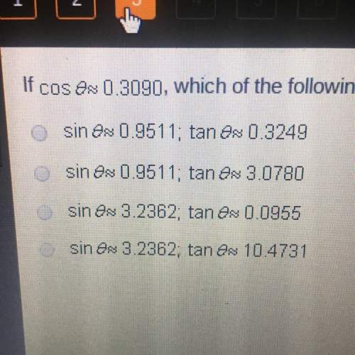 If cos 0=0.3090 which of the following represents approximate values of sin 0 and tan 0, for 0 degre