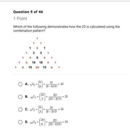 Which of the following demonstrates how the 20 is calculated using the combination method ?