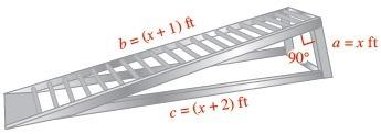 Note that a2 + b2 = c2. to work under a car, a mechanic drives it up steel ramps like the ones show