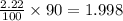 \frac{2.22}{100}\times 90=1.998