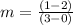 m=\frac{(1-2)}{(3-0)}