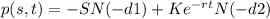 p(s,t)=-SN(-d1)+Ke^{-rt}N(-d2)