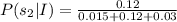 P(s_2|I)=\frac{0.12}{0.015+0.12+0.03}