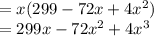=x(299-72x+4x^2)\\=299x-72x^2+4x^3