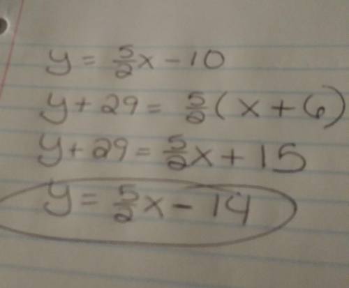 Write an equation for the line that is parallel to the given line ans that passes through the given