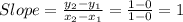 Slope=\frac{y_2-y_1}{x_2-x_1}=\frac{1-0}{1-0}=1