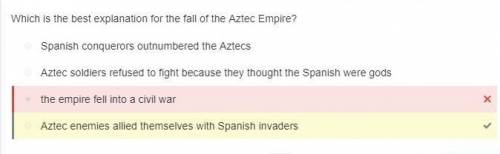 Which is the best explanation for the fall of the aztec empire?  spanish conquerors outnumbered the
