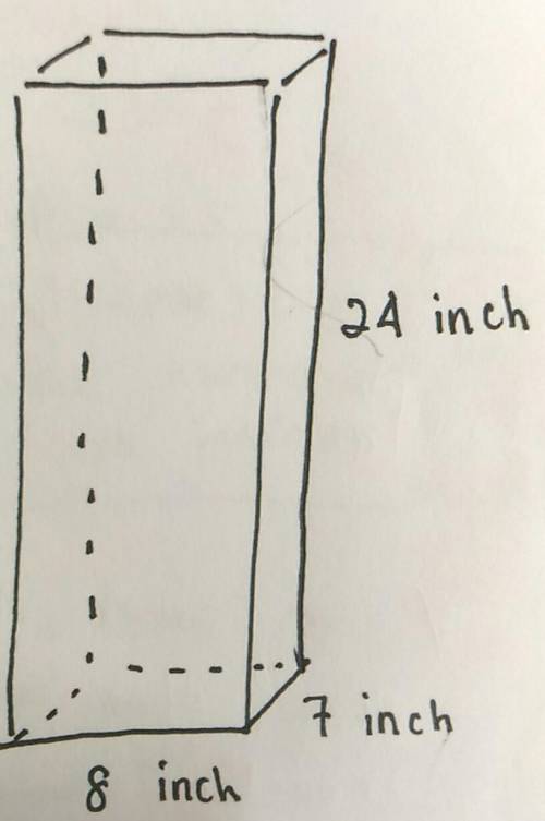 If the length is 8 inches, the width is 7 inches, and the height is 24 inches, what is the surface a