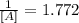\frac{1}{[A]} =1.772