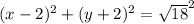 (x-2)^{2}+ (y+2)^{2}=\sqrt{18}^{2}