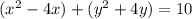 (x^{2} - 4x)+ (y^{2}+ 4y)=10