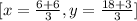 [x=\frac{6+6}{3},y=\frac{18+3}{3}]