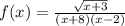 f(x) =\frac{\sqrt{x+3}}{(x+8)(x-2)}