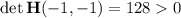 \det\mathbf H(-1,-1)=1280