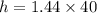 h=1.44\times 40