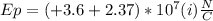 Ep=(+3.6+2.37)*10^{7} (i) \frac{N}{C}