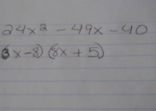 Factor the trinomial below 24x^2-49x-40