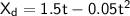 \mathsf{X_d= 1.5t - 0.05t^2}