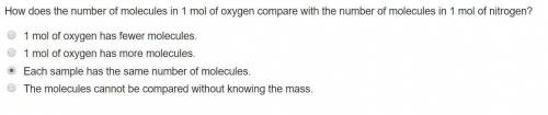 how does the number of molecules in 1 mol of oxygen compare with the number of molecules in 1 mol of