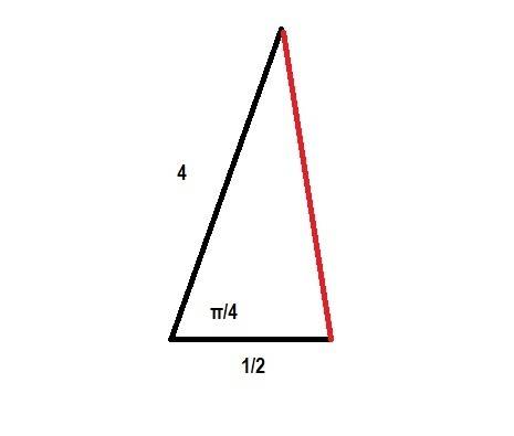 Find the dot product of two vectors if their lengths are 4 and 1/2 and the angle between them is π/4