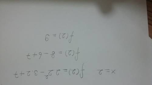Liana started to evaluate the function f(x) = 2x^2 – 3x + 7 for the input value 2. f(x) = 2(2)2 – 3(