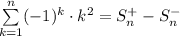 \sum\limits_{k=1}^n(-1)^k\cdot k^2=S_n^+-S_n^-