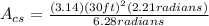 A_{cs}=\frac{(3.14)(30ft)^{2}(2.21radians)}{6.28radians}