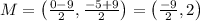 M=\left ( \frac{0-9}{2},\frac{-5+9}{2} \right )=\left ( \frac{-9}{2},2 \right )