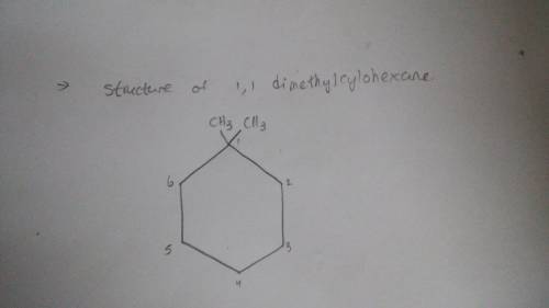Draw the structure of 1,1-dimethylcyclohexane.