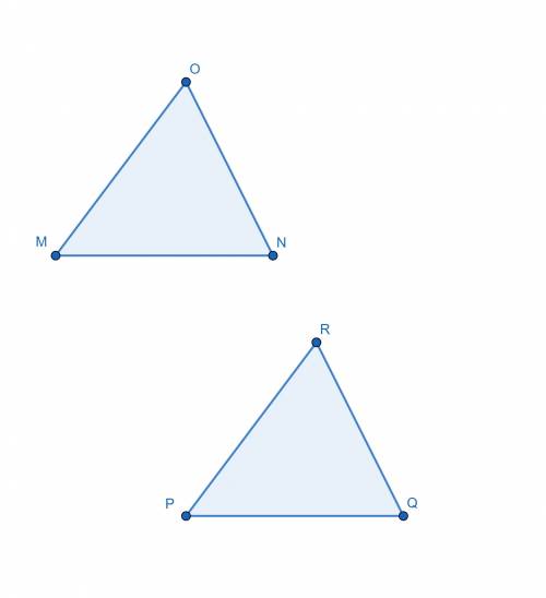 If triangle mno is congruent to triangle pqr, which statement is not true?  a) segment mn ≅ segment