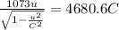 \frac{1073 u}{\sqrt{1-\frac{u^2}{C^2}}}= 4680.6C