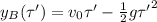 y_B(\tau') = v_0\tau' - \frac{1}{2}g{\tau'}^2