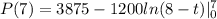 P(7) = 3875 - 1200ln(8 - t)|_{0}^{7}