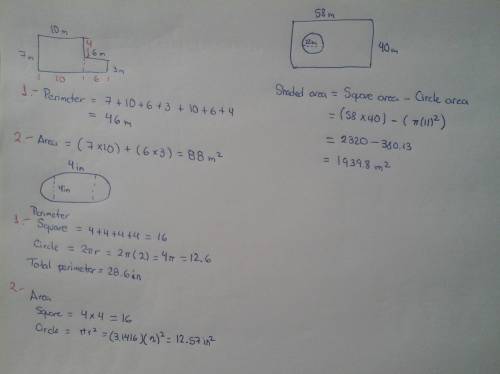 Figure 1:   1. find the perimeter of the above figure 2.find the area of the above figure figure 2: