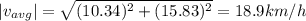|v_{avg}| = \sqrt{(10.34)^{2} + (15.83)^{2}} = 18.9 km/h