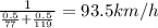 \frac{1}{\frac{0.5}{77}+\frac{0.5}{119}}=93.5km/h