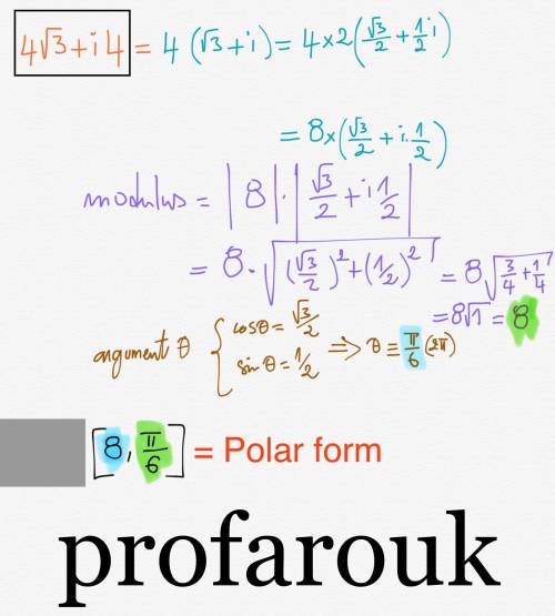 Find the modulus and argument of the following complex number and express them in polar form 4 root